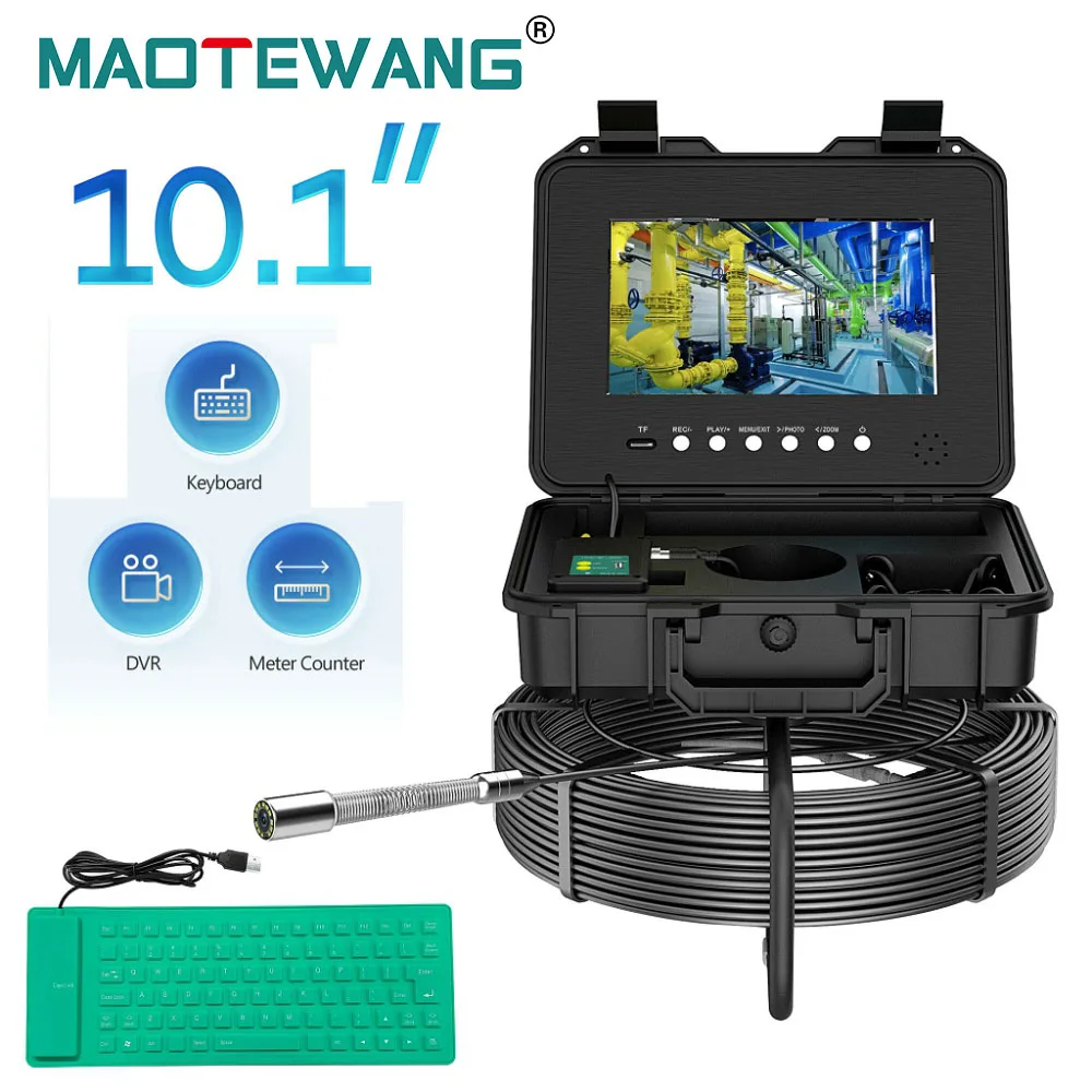 Sewer Endoscope HD 1080P Drain Pipe Inspection Camera 10M-100M 10.1