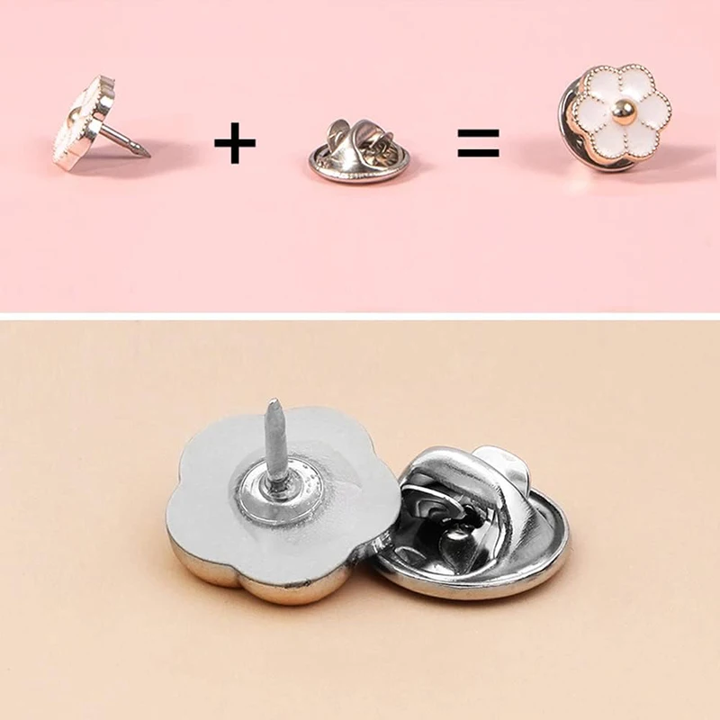 15Pcs/lot Women Shirt Brooch Buttons Cover up Button Pins Free Sewing Pearl Rhinestone Button for DIY Shirt Hat Clothing Decor 4