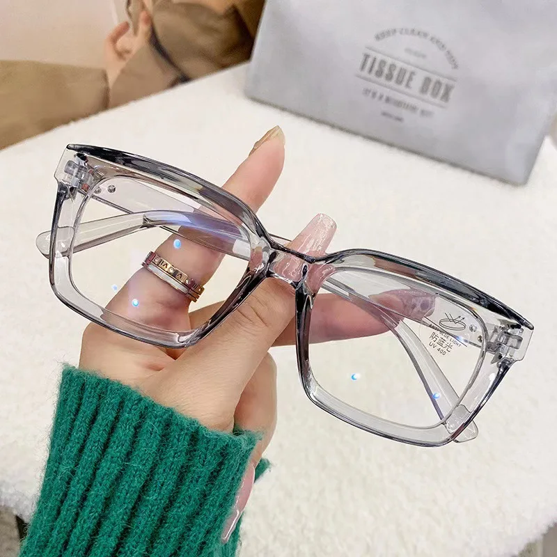 Vintage Oversize Computer Glasses Frame Women Men Anti Blue Light Square Clear Eyewear Blocking Glasses Full Frame Plain Glasses 4