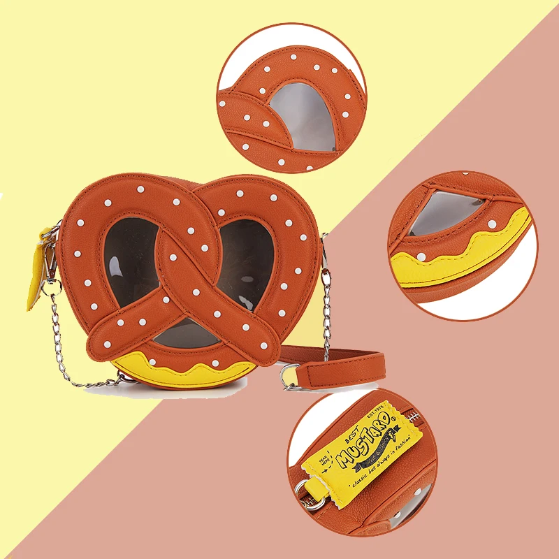 Novel Pretzel Bread Design Shoulder Bag for Women Small Food Shape Crossbody Bag Girls Cute Purses and Handbags Novelty Clutch 2