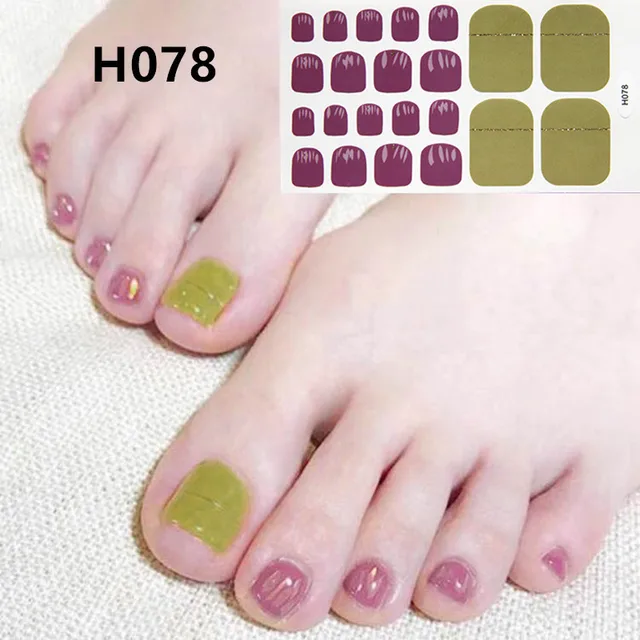 22tips Korea Toe Nail Sticker Wraps Adhesive Decals Toenail Polish Strips DIY Pedicure Foot Decals Manicure Women H078