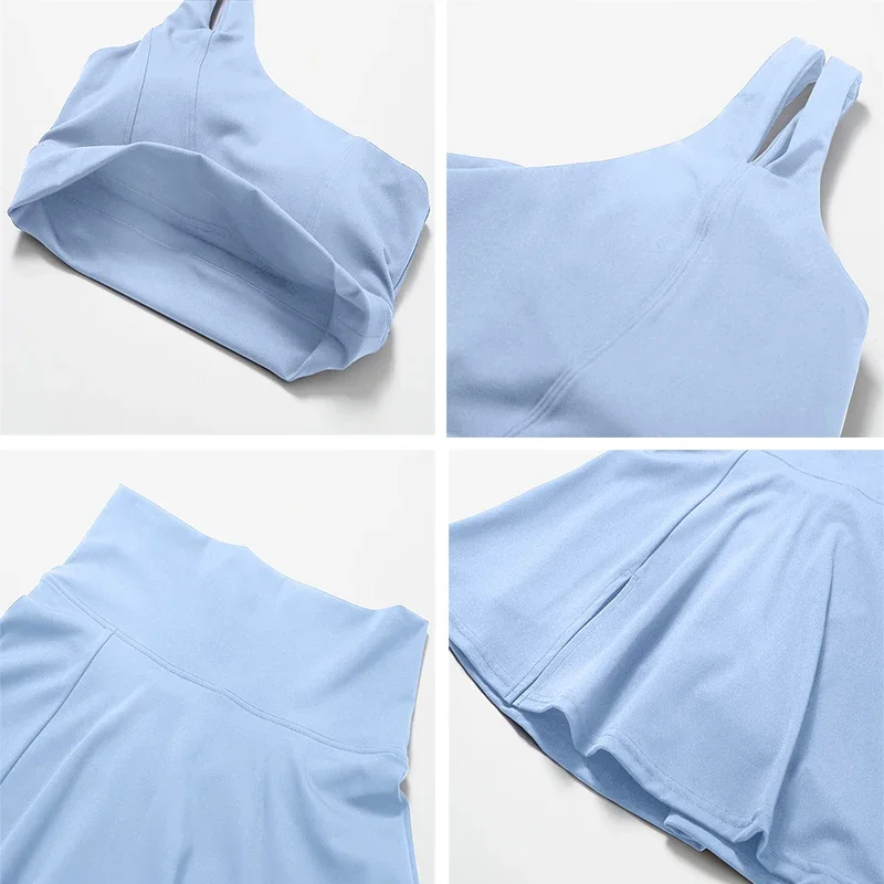 Tennis Skirt Sets Sports Short Skirt Tracksuit Breathable Golf Wear Mini Skirts Women Beach Tennis White Dresses Sportswear