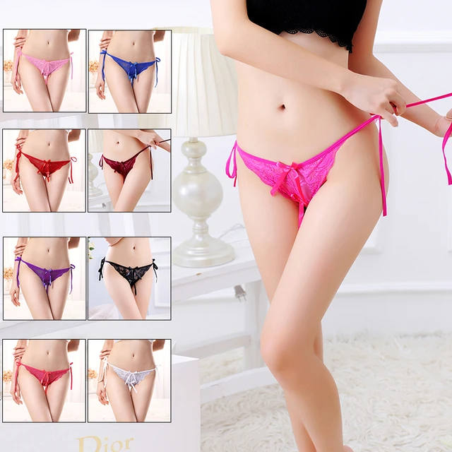 Women Sexy Lingerie Exotic Open Crotch Panties Thong Exotic Lingerie Female  Lace Transparent Briefs Crotchless G-String 7Pcs - AliExpress