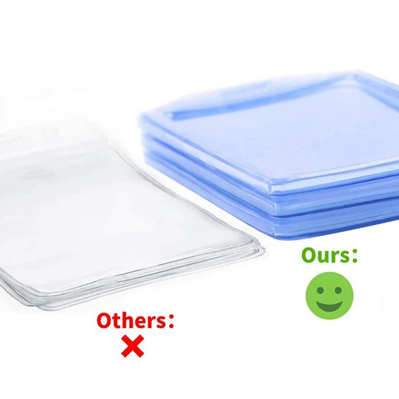 Heavy Duty ID Card Badge Holder, Hard Plastic Vertical Silicone Soft Clear PVC Card Holder Name Tag Holder 57x102mm