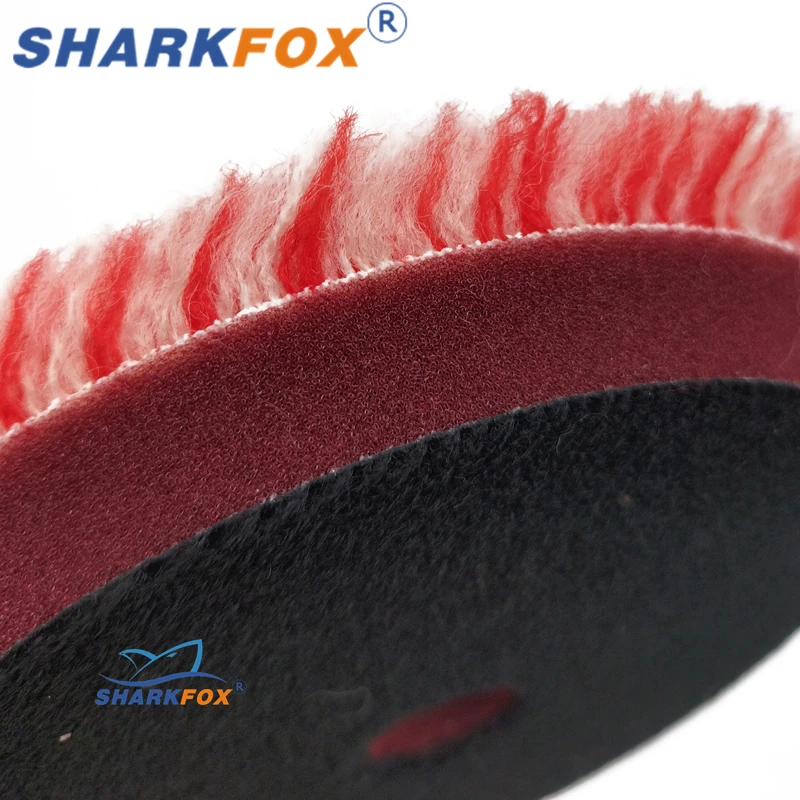Sharkfox 5"(125mm)/6"(150mm) Red Heavy Cutting Wool Polishing Pad Long Wool ing Polish Pad for Car Polishing