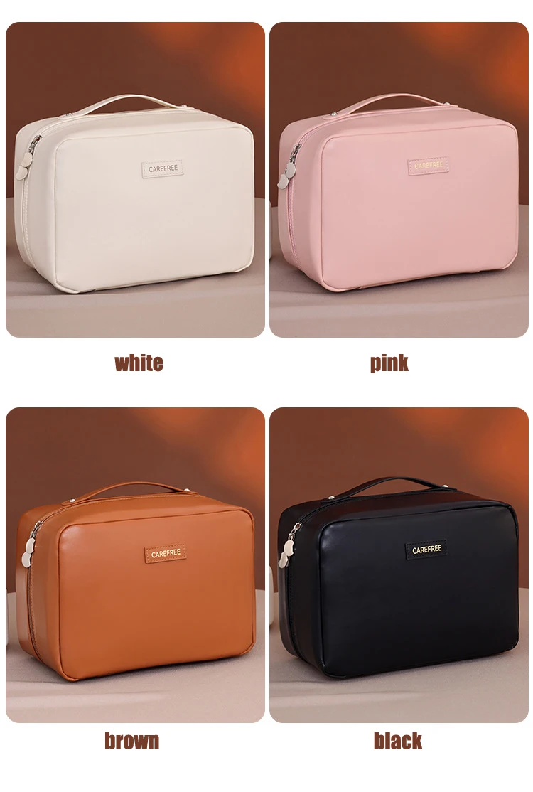 PU Leather Waterproof Cosmetic Bag with Compartments – Large Capacity Makeup Organizer ... - SKU CSB16889 - UGI Packaging