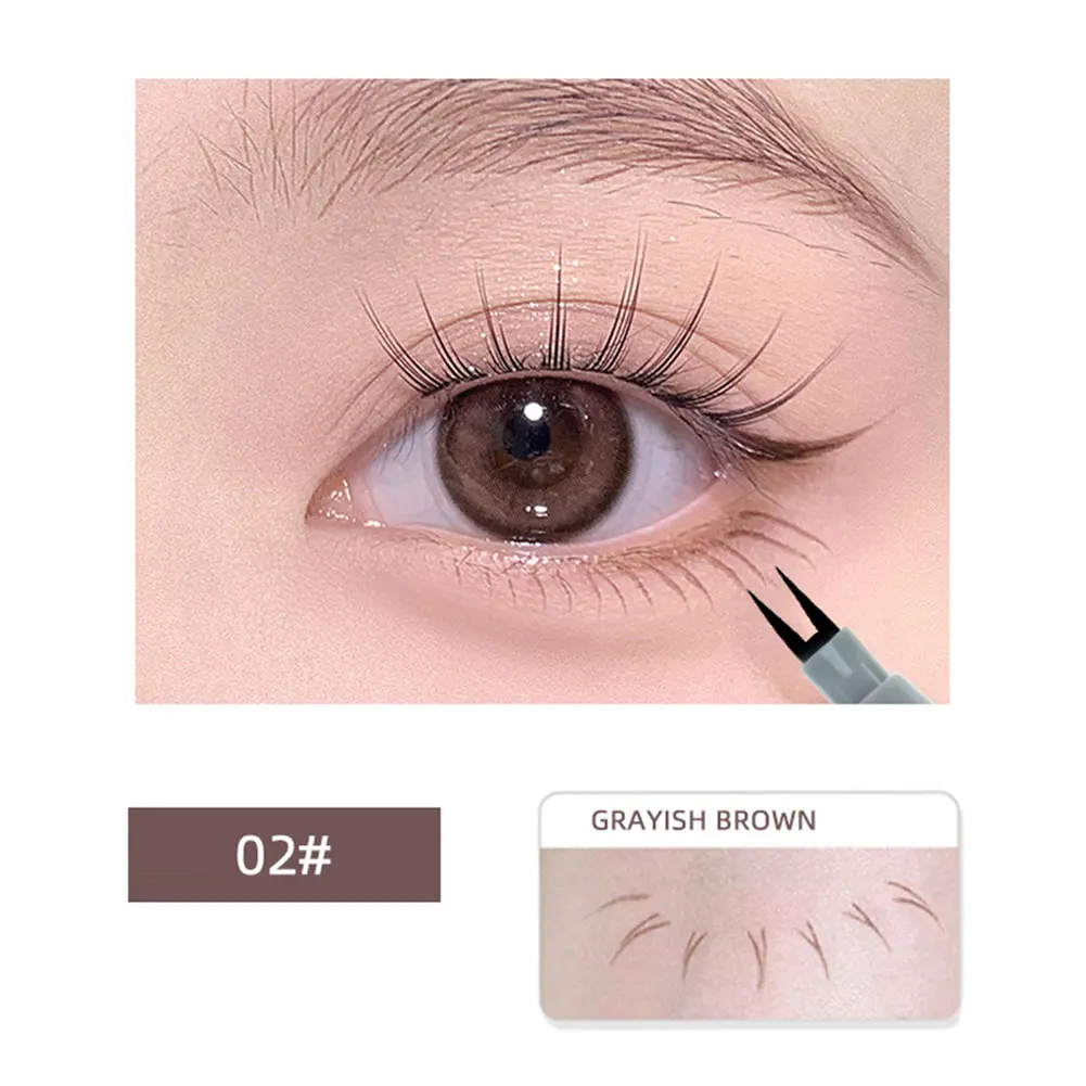Ultra-thin 2 Fork Tip Liquid Eyeliner Lower Eyelash Pen Makeup Quick Dry Smooth Eye Liner 2 Point Eyebrow Tattoo Pencil Cosmetic 4