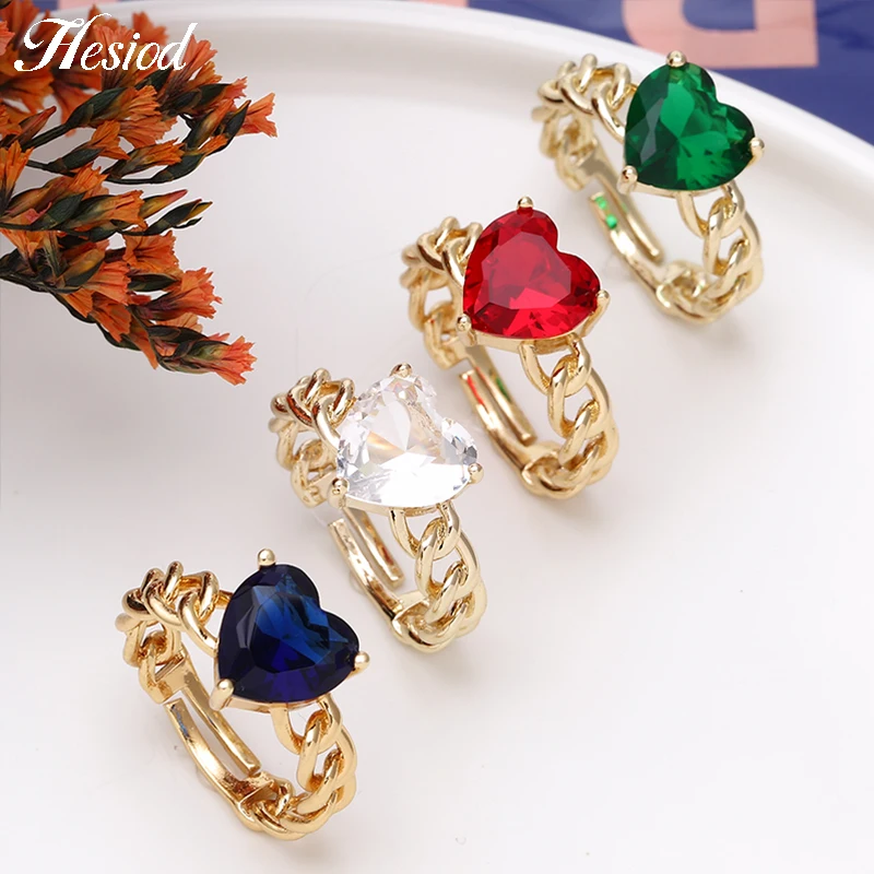 Hesiod LClaw Set Rings Heart Rings Openwork Metal Adjustable Women's Rings Jewelry Gifts