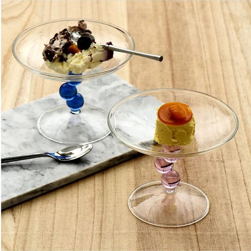 Glass Cup Jelly Beans Twisty Goblet Drinking Glasses for Drinks Frosted Sweetmeats Cup of Ice Cream Cereal Fruit Bowl