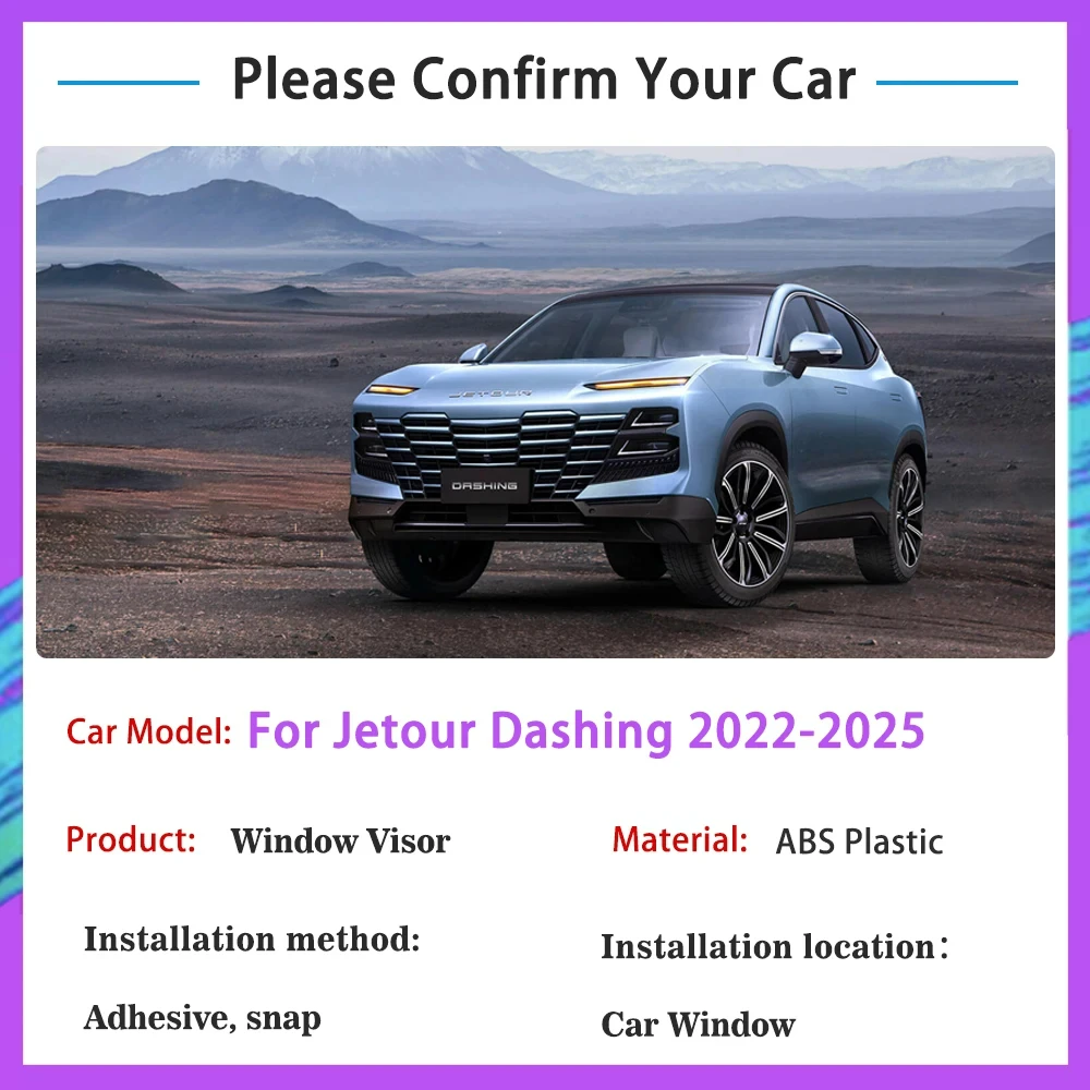 Window Visors For Jetour Dashing Dasheng Chery Jetour GreatSaint ~ Rain Guard Deflector Windshields Set Auto Accessories