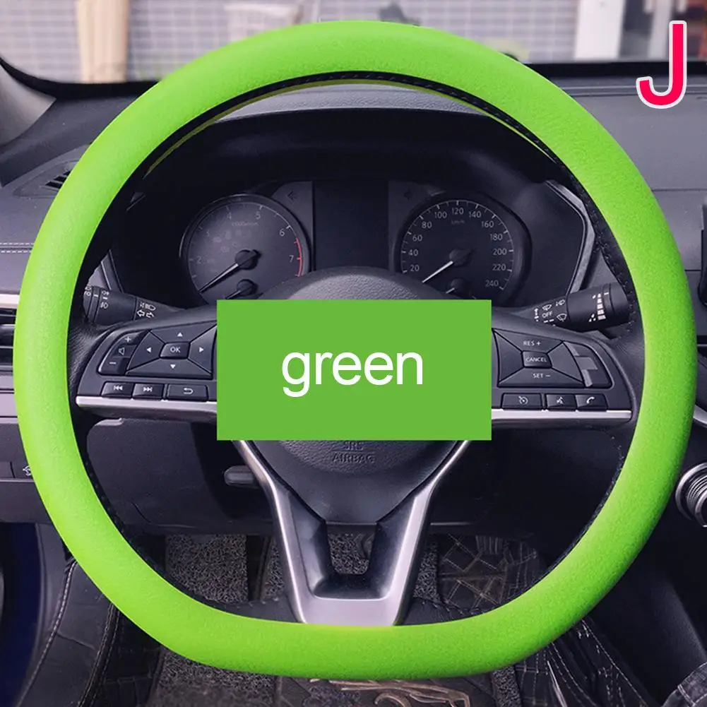 Universal Silicone Steering Wheel Cover - Soft, Textured, Multi-Color Car Accessory