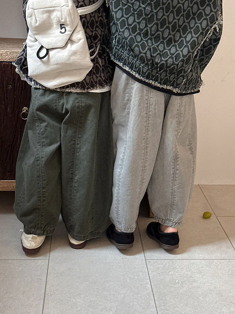 Autumn Kids Wide Leg Solid Color Casual Pants