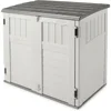 Horizontal 34 Cubic Feet Plastic Outdoor Storage Shed with Floor and 3 Door Locking System for Backyard, Garage, or Patio Use 1
