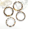 Lii Ji Natural Stone Tiger's Eye 6/8mm American 14K Gold Filled Elastic Bracelet