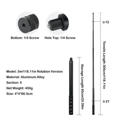 Enhanced Invisible Edition Scalable Selfie Stick and Tripod Accessory - 300cm