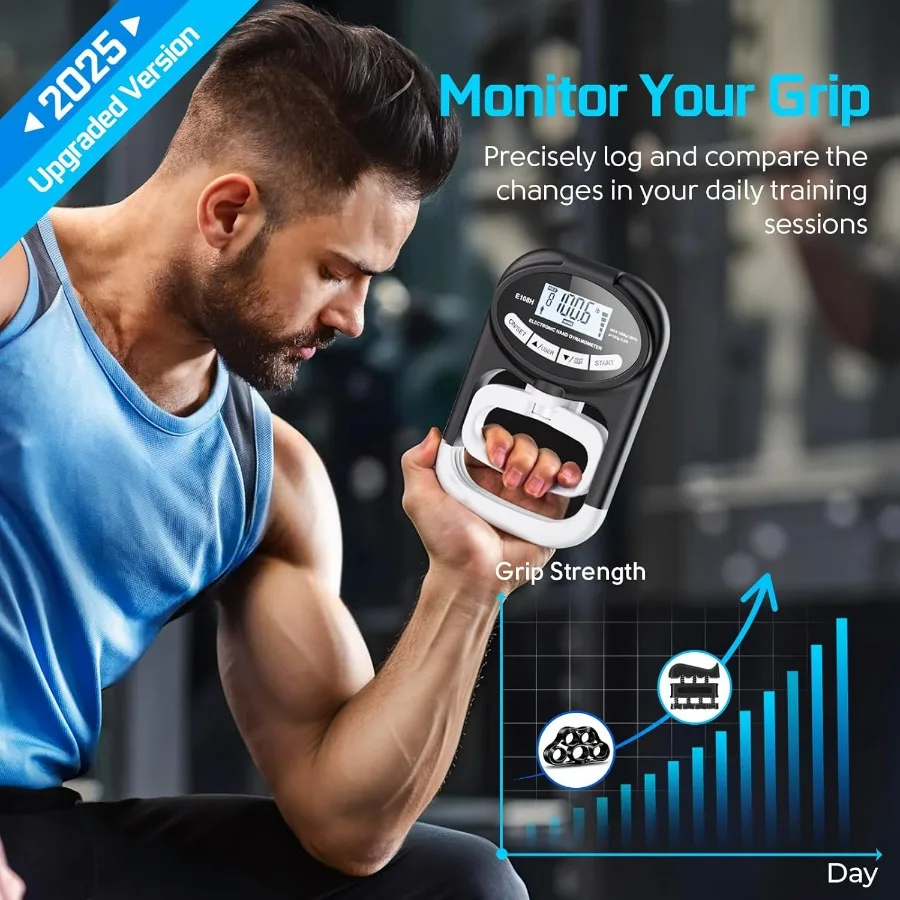 Grip Strength Tester Hand Dynamometer - Grip Strength Trainer Electronic Hand Gripper Strengthener Wrist Exerciser Meter Digital