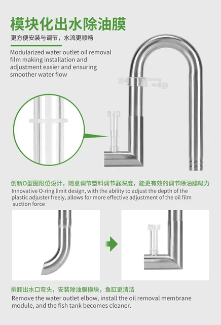 ตัวกรองช่องเข้าและออกของถังปลาอุปกรณ์เสริมตัวกรองสำหรับตู้ปลาและกุ้งยืดได้ทำจากสแตนเลส 5