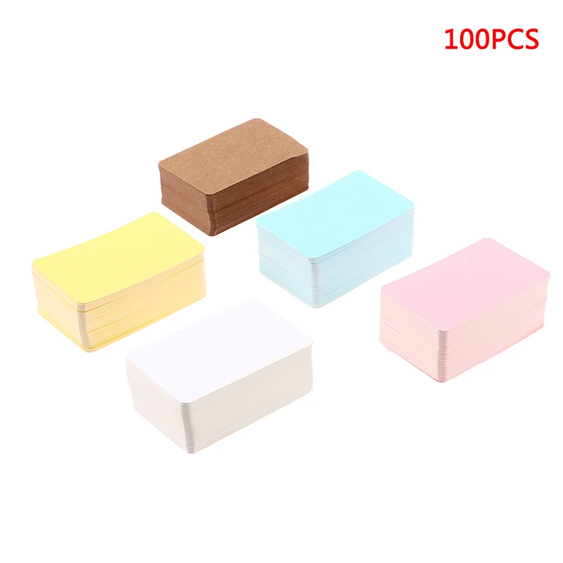 100 Pcs Blank Diy Small Card Kraft Paper Playing Card Postcards English word card Mini Hard Cardstock