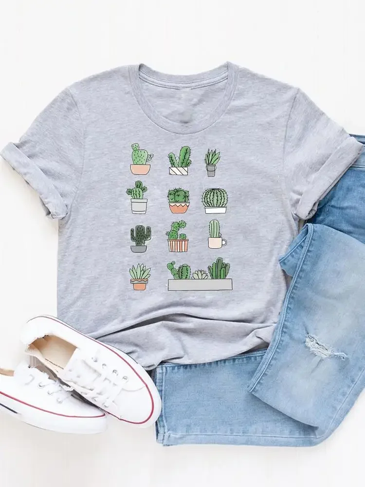 

Футболка женская повседневная с круглым вырезом, мягкая Модная стильная одежда с милым цветочным принтом, с графическим принтом, в стиле 90-х, для отдыха