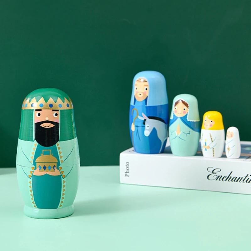 HUYU 5 Pieces Matryoshka King Children's Brain Game Educational Toy with Variety Color Portable Educational Toys Easter Gift