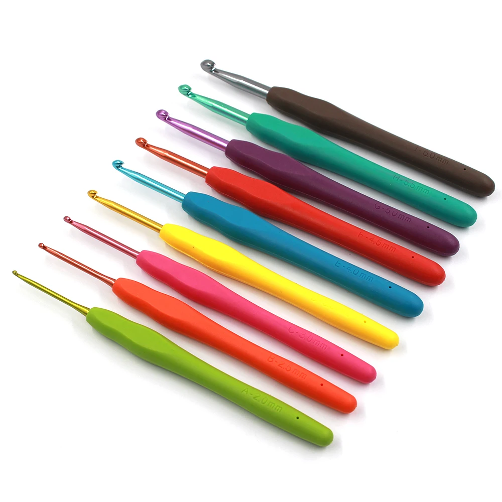 QJH 9 Size Crochet Hooks Set, MultiColor, Ergonomic Crochet Hooks