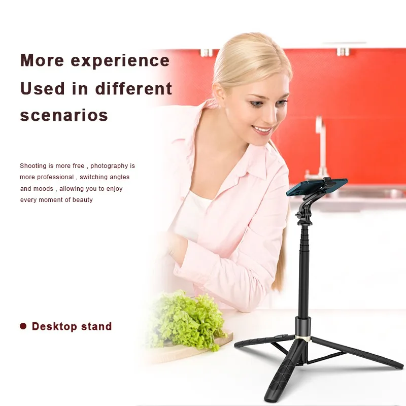 LISCN Tripod Selfie Stick 156cm Bluetooth Remote Bolt 1/4 Tongsis Holder Q16 for Mobile Phone Gopro Camera Ring Ligh