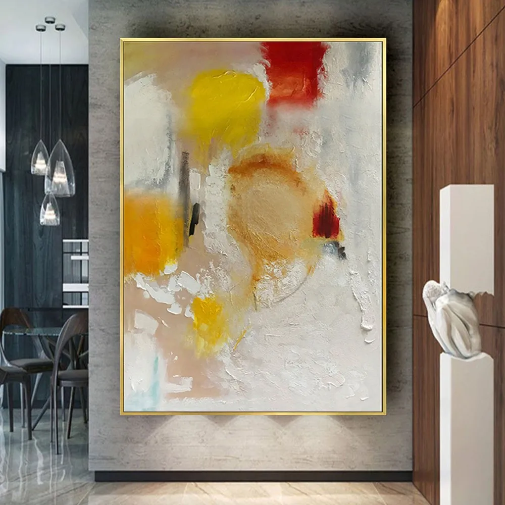 

100% Handmade Abstract Oil Paintings Modern Colorful Wall Art Picture Yellow Textured Canvas Poster For Home Decor Live Gift