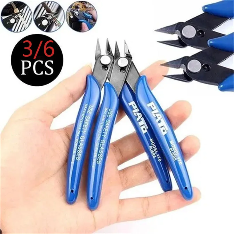 

3/6PCS Mini Nose Cutting Plier Electrical Wire Cable Cutter Metal Side Snips Flush Pliers Diagonal Pliers Durable Repair Tools