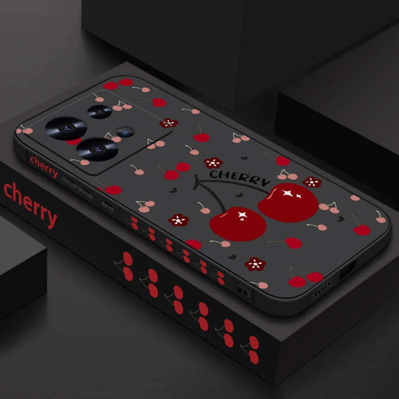 Cherry Fruit Shockproof Silicone Lanyard Phone Case Cover