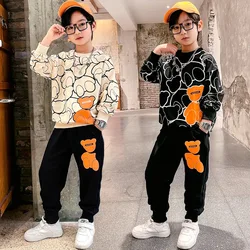 Teen Boys Clothing Sets Spring Autumn Cartoon Bear Sportwear + Pants Sports Children’s Clothes Kids Tracksuit 4 6 8 10 12 Years