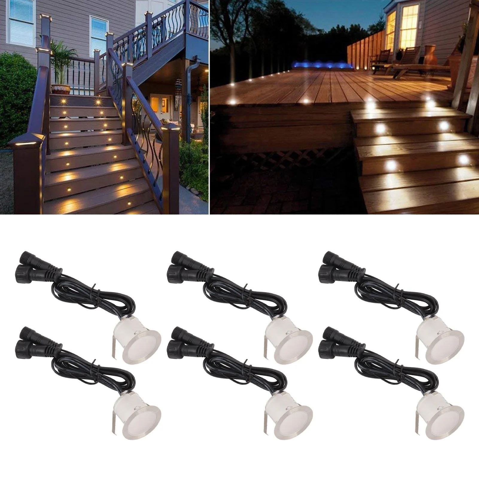 16 Pcs LED Deck Light Kit 10W 2800 To 3200K Warm White IP67 Waterproof Recessed LED Deck Lamp 90‑265V EU Plug