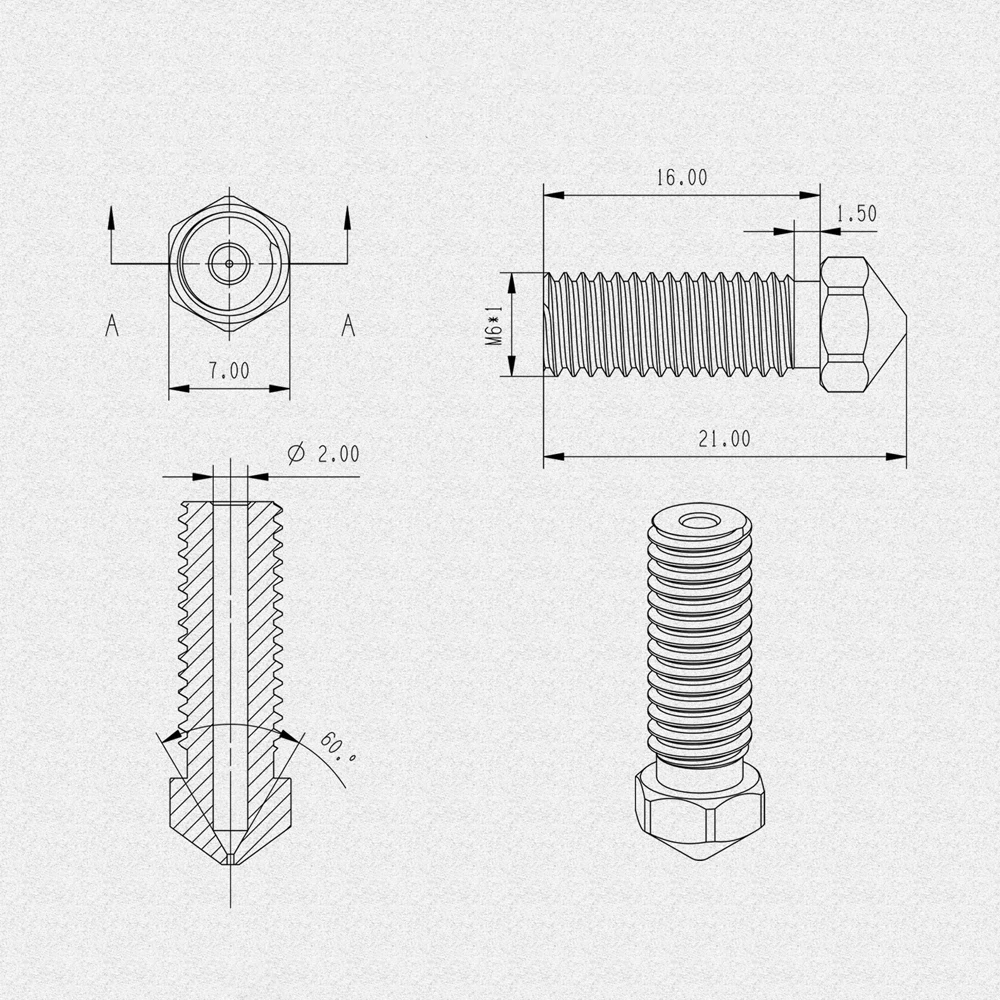 Vulcão Chapeado Cobre Bocal Extrusora Bocal para E3d Hotend 1.75 Filamento Peças de Impressora 3d Kingroon-v6 - Imagem 2