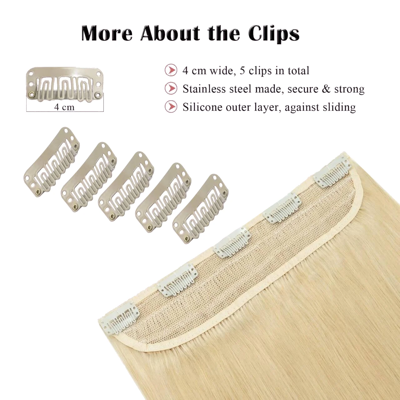 Clip in Extensions 100% Remy Human Hair One-piece 5 Clips Long Straight Hair Extensions Wide Weft Soft Silky #613 Bleach Blonde