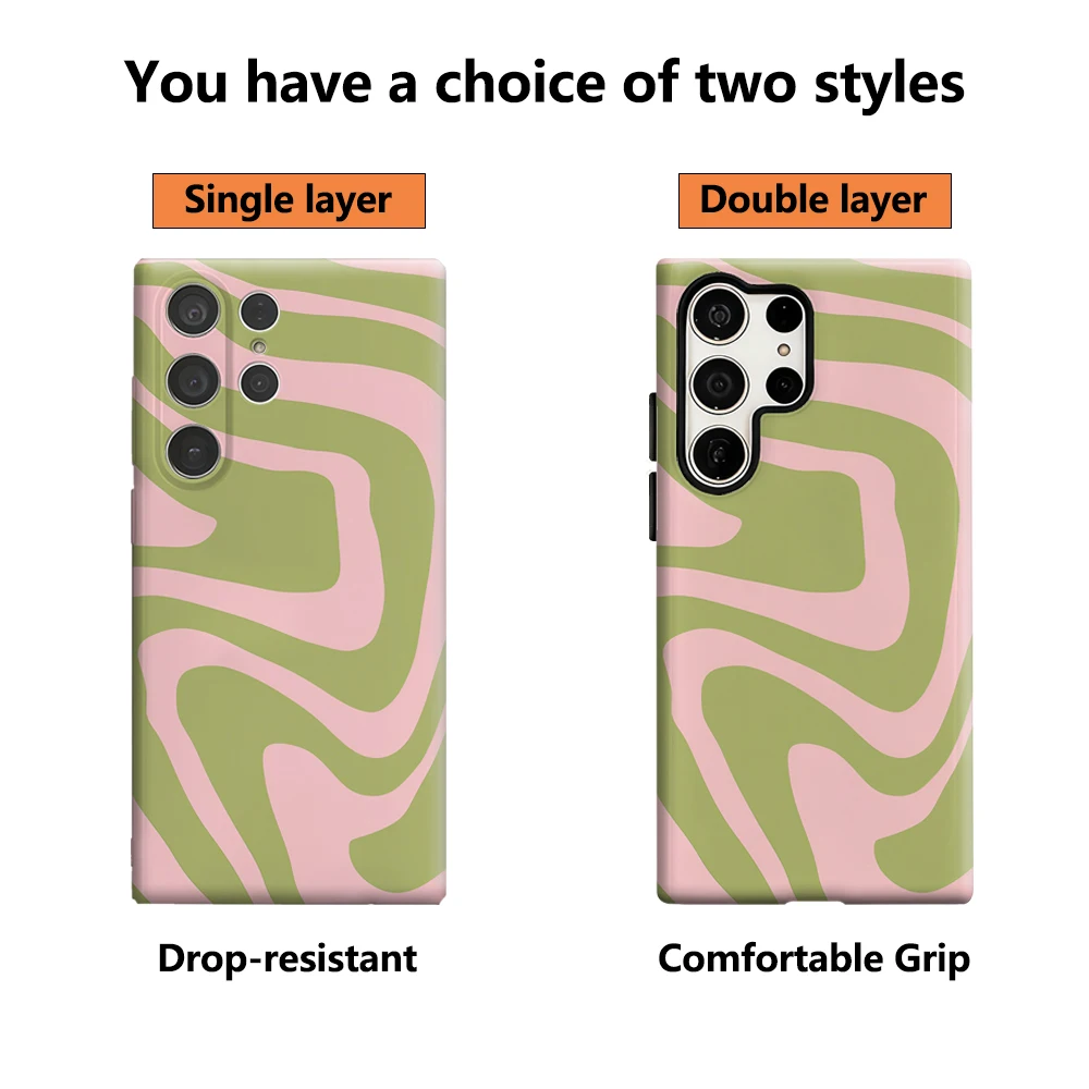 Vibrant Pink & Green Swirls Glossy Double-Layer Phone Case