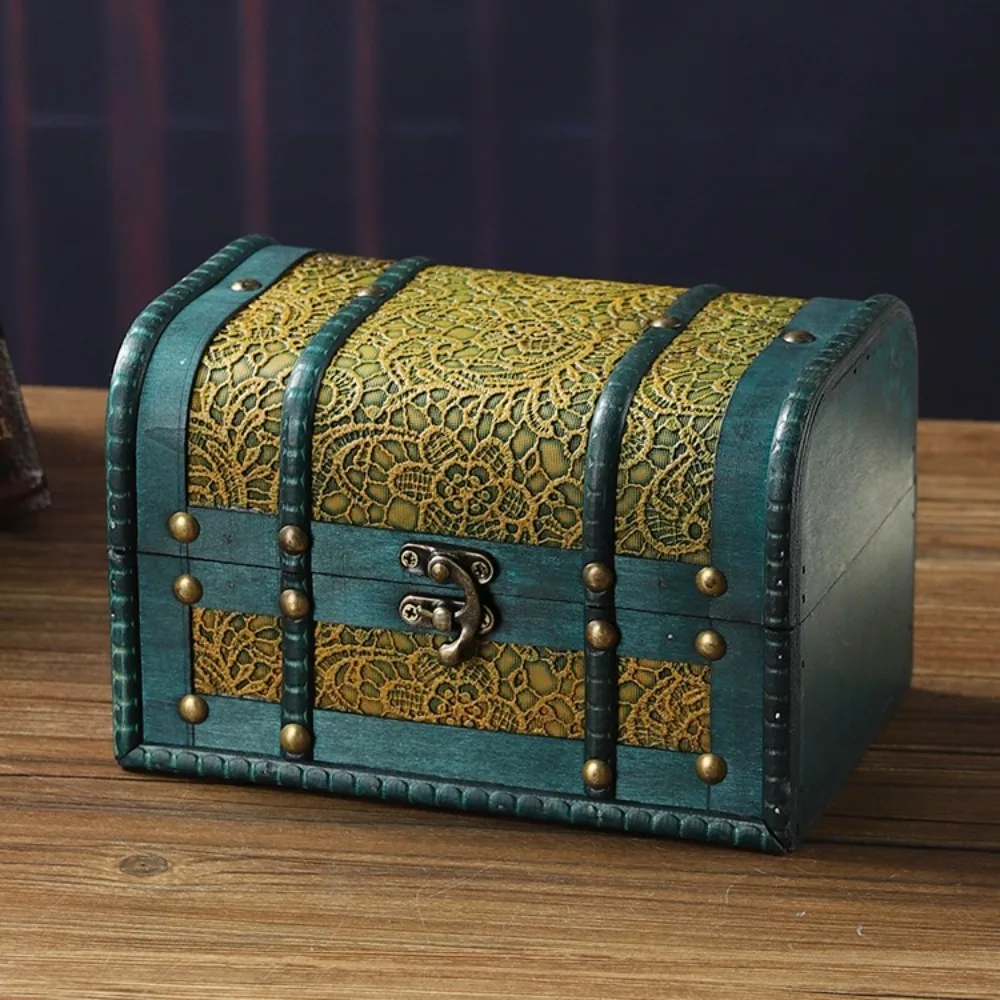 Antique Wooden Storage Box Wooden Carved Design Jewelry Keepsakes Box with Lid Antique Finish Organizers Case Wedding Gift