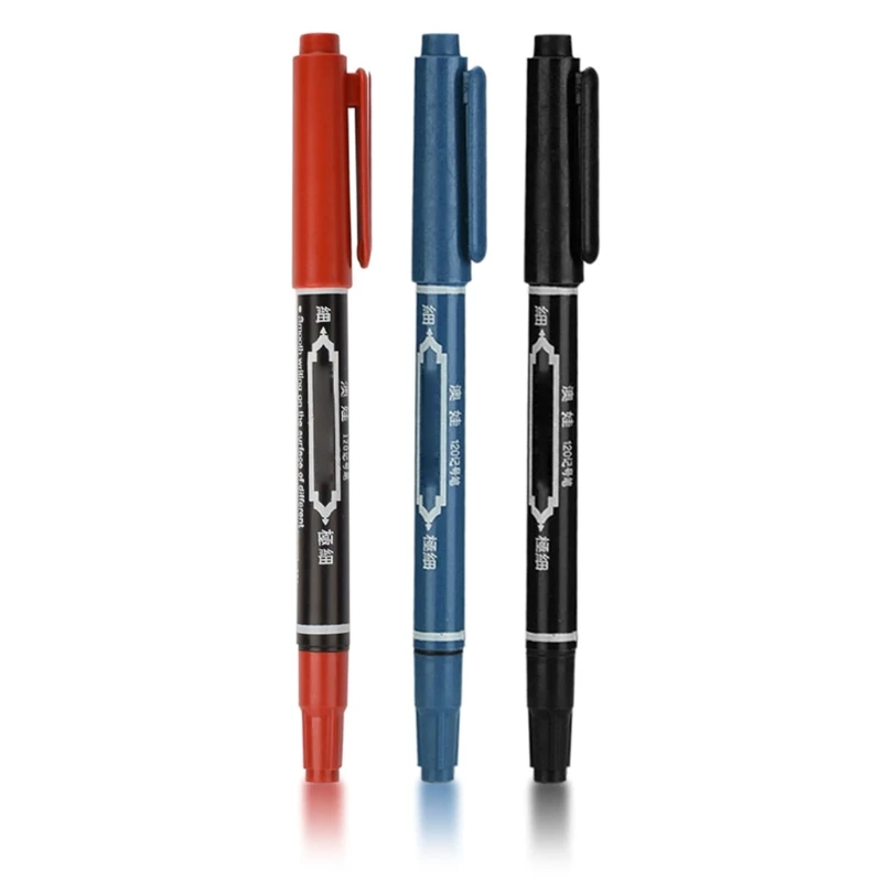 

3pcs Skin Marker Scribe Dual-Tip Permanent Piercing Pen Body Art Supply Tool