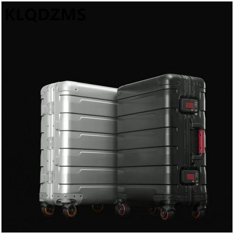 KLQDZMS 100% 24 Inch Aluminum Magnesium Alloy Suitcase New Fine-tuning Trolley Luggage Multifunctional 20 Inch Cabin Trolley Bag