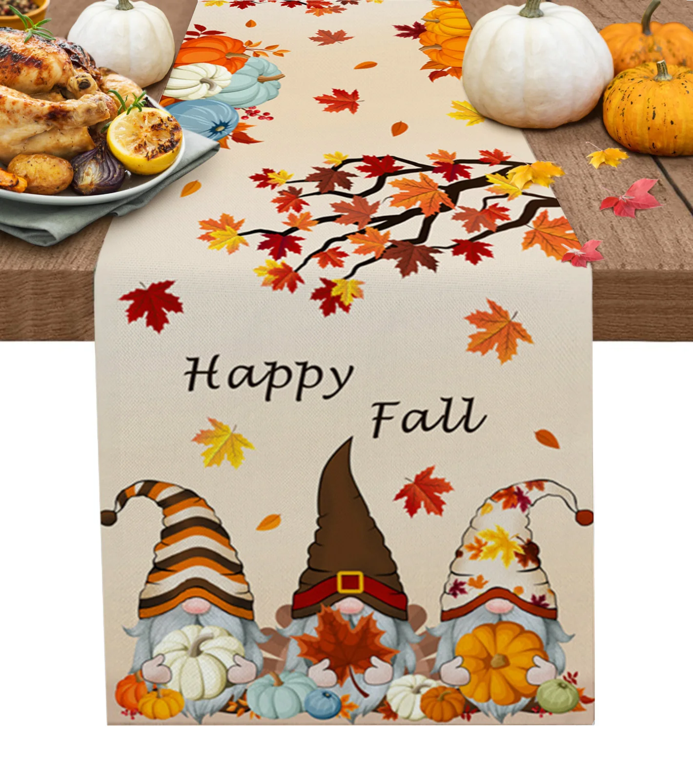 

Thanksgiving Maple Leaf Dwarf Linen Table Runner Wedding Decoration Holiday Party Dining Table RunnerChristmas Decorations