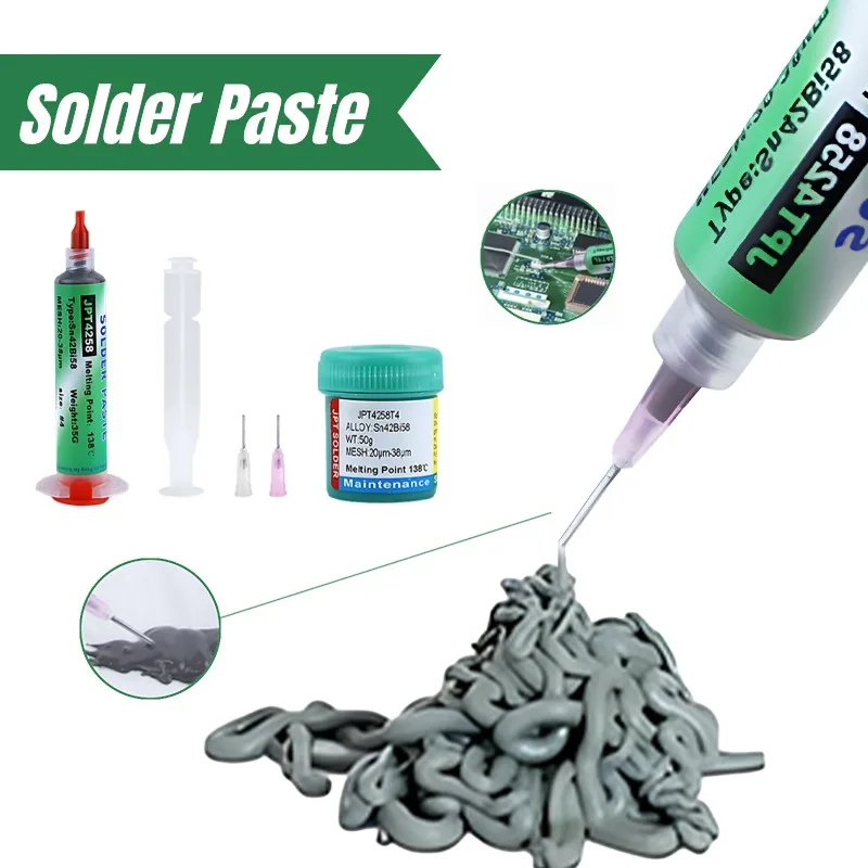 

138℃ Needle Tube Solder Paste Flux No Clean Welding Paste For Phone Repair Led Low Temperature Repair Tin Solder Paste Tool