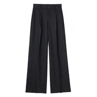 HXAO Women's Formal Pants Office Wear Women Striped Grey Black Pants Woman High Waist Baggy Suit Pants Casual Wide Leg Trousers - Image 4