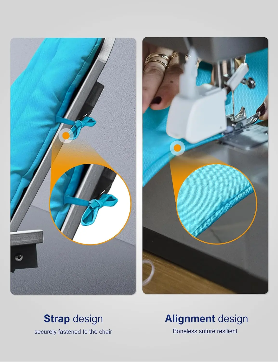 Adirondack Chair Cushion, Rocking Chair Cushions with Straps, Folding Patio Chair Pad for Indoor and Outdoor, 19.7x18.9x1.5 Inch