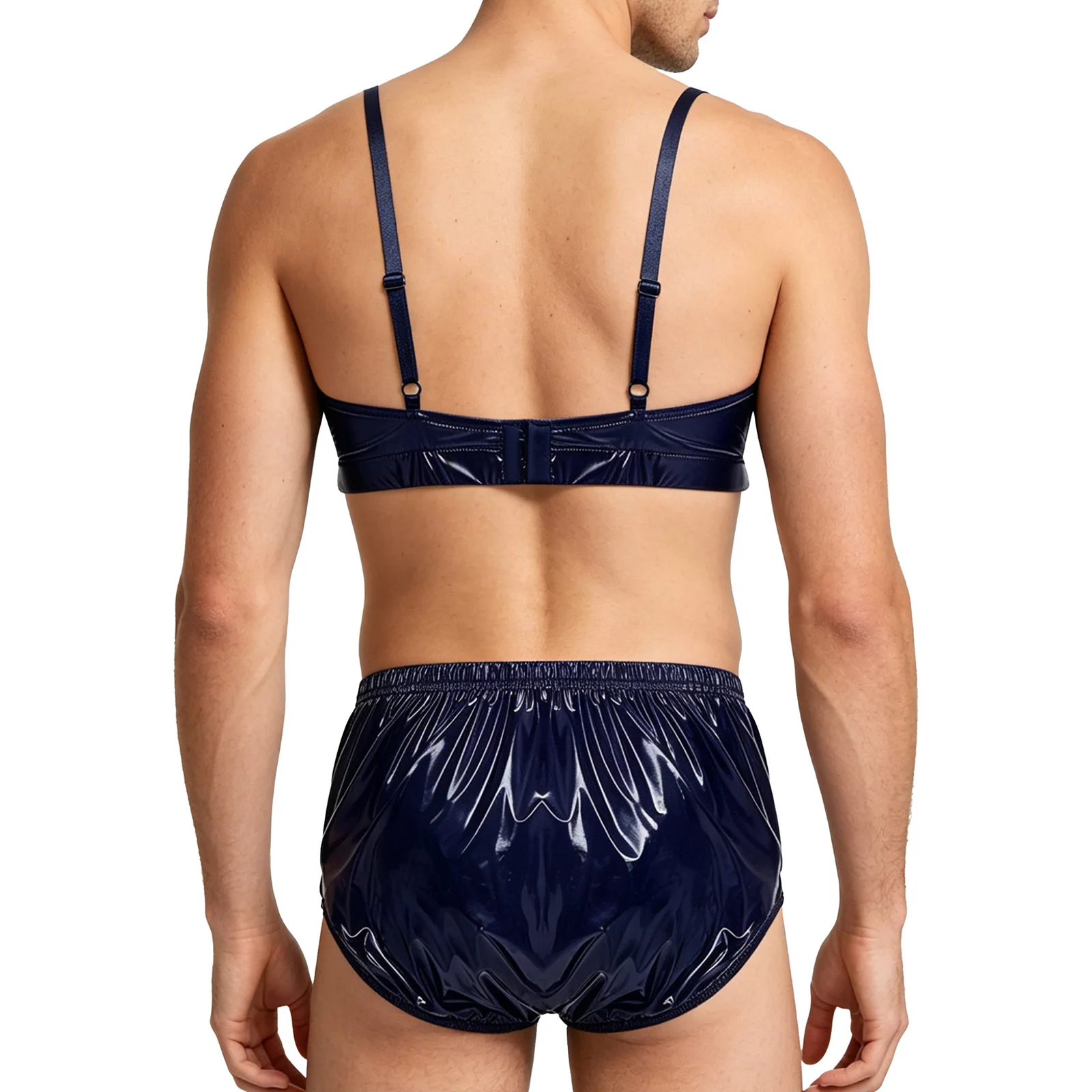 Mens 2 Piece Bathing Suit Waterproof Bikini Sets Adjustable Straps Cropped Cami Top with Briefs Swim Bottoms Swimsuit Beachwear - 3