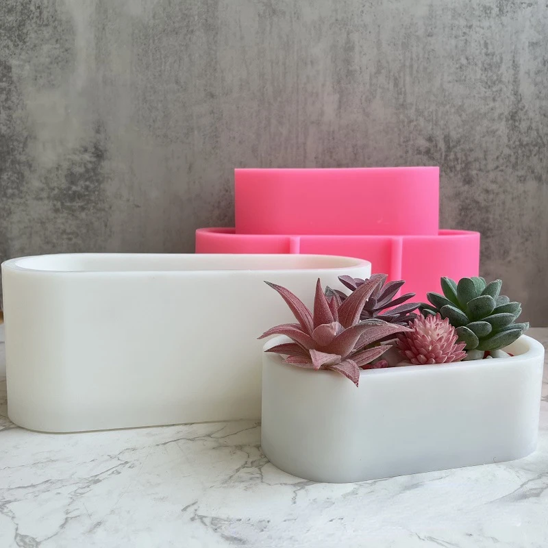 

Oval Flower Pot Silicone Mold Succulent Potted Flower Pot Mold Oval Tray Base Gypsum Cement Mould Silicone Molds for Epoxy Resin