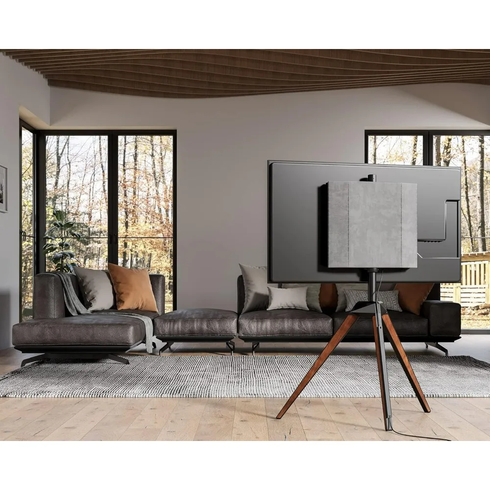 Modern Tripod TV Stand for 32-65 Inch LED LCD Screens with Swivel and Concealed Cable Management