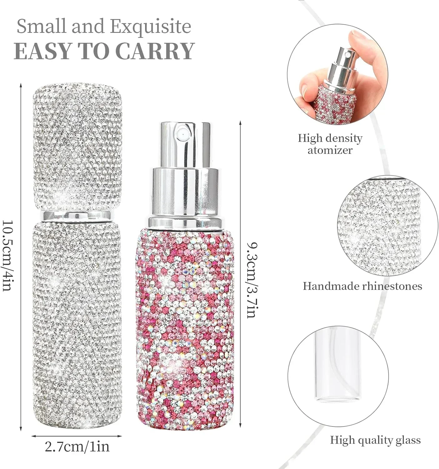 Bling Spray Bottles Crystal Refillable Perfume Bottle Empty Spray Bottle Atomizer Perfume Bottles Pocket Size for Outgoing
