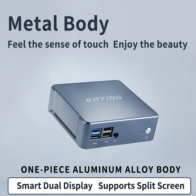 ERYING Mini PC i3-1125G4 MU05 + 8GB RAM + 256G NVME SSD Set For Windows 11 Gaming Desktop Computer