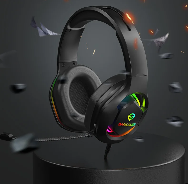 

New RGB Gaming Headset with Mic Over-Ear Headphones 7.1 Surround Sound PC PS4 PS5 3 EQ Options Game Movie Music