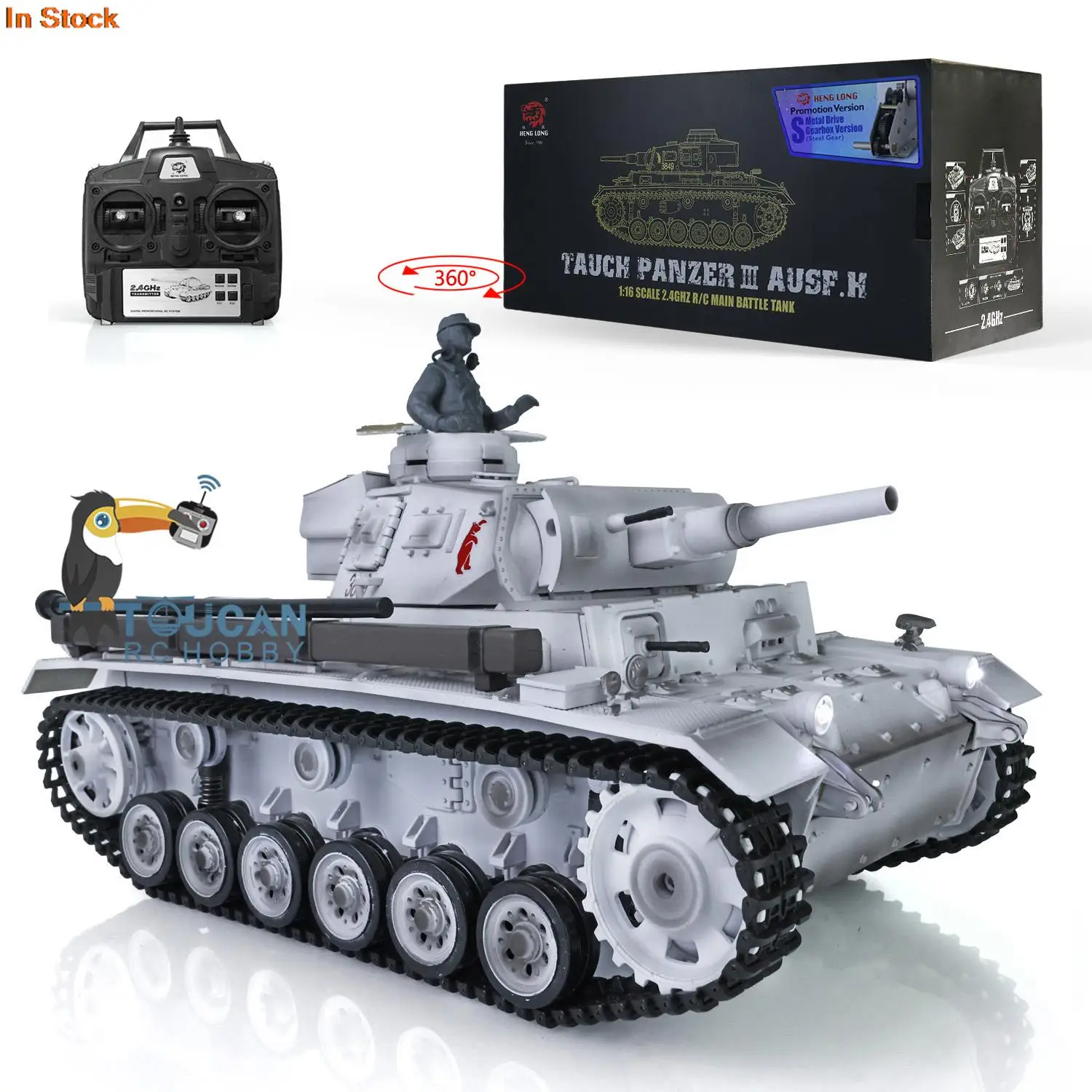 Heng Long 1/16 Snow FPV Camera 7.0 Customized Panzer III H RTR RC Tank 3849 Metal Wheels Gearbox Army BB Smoke Unit Toys TH17378 2