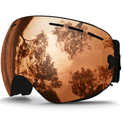 Premium Anti-Fog UV Protection Ski & Snow Goggles with Interchangeable Lens (C25 Black Orange)