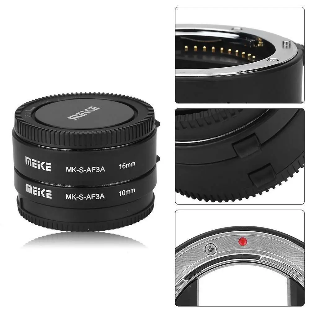 Meike MK-S-AF3A Metal Auto Focus Macro Extension Tube 10mm 16mm for Mirrorless